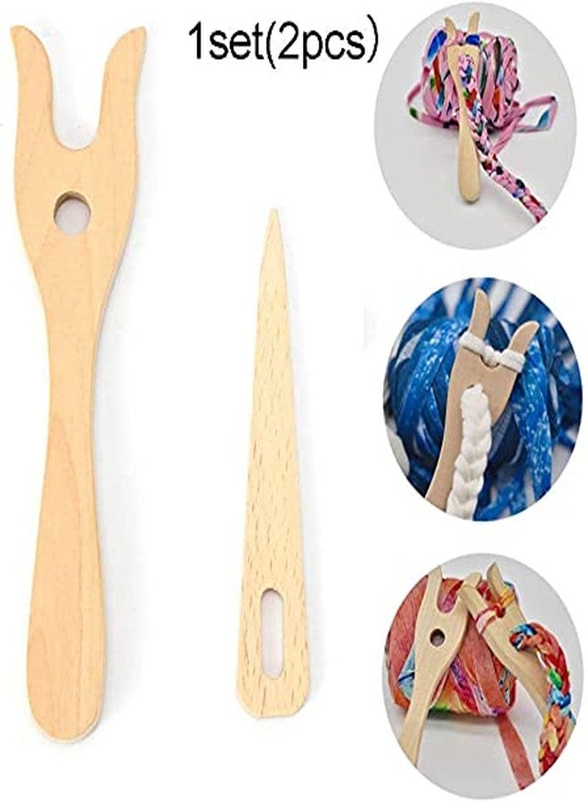 جيرن مجموعة شوكة حياكة خشبية من جيرن® مع إبرة ذات ثقب كبير، أداة حياكة يدوية لصنع الأساور والضفائر - Image 3